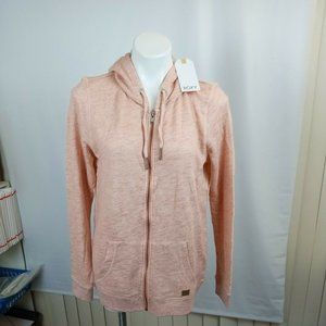 Roxy Pink Peach Full Zip Hoodie Trippin Jacket Pockets Womens Size L MJR0 New